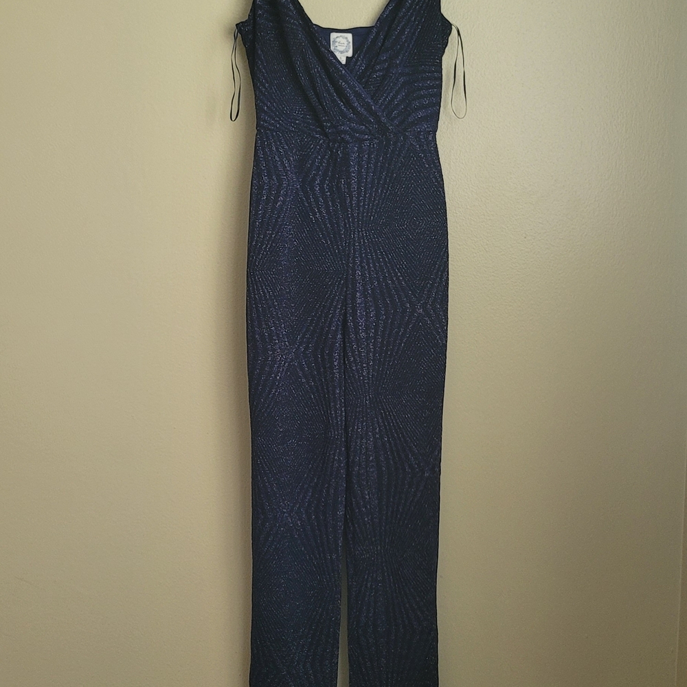 Blue Rain Shimmering Navy Jumpsuit